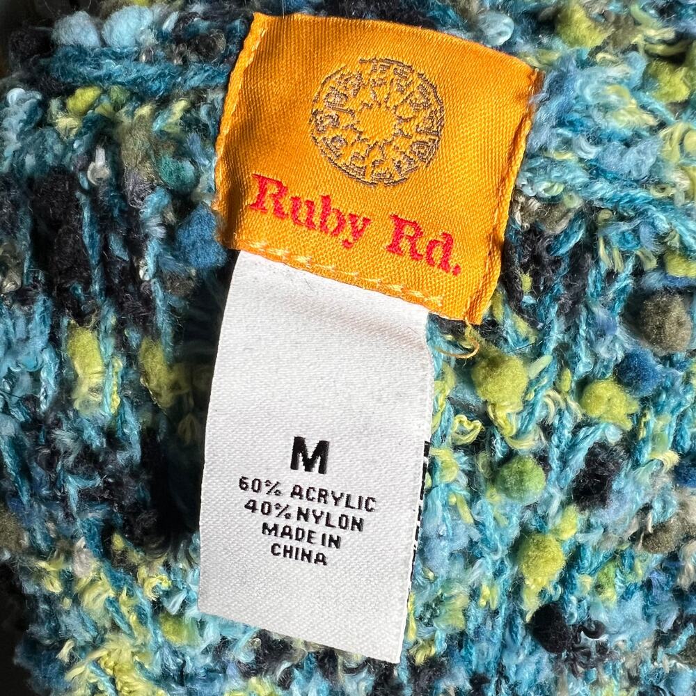 Ruby Rd Size Medium Open Front Blue Boucl Knit Ve… - image 6